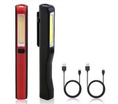 LED Recargable Taller Interior 2Pcs De Trabajo 300 Lumens Lámpara 3W Luz Recargable Intermitente SOS Lámpara De Inspección con Clip Magnético, Incluye baterías Y Cable USB Micro