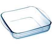 Tradineur - Fuente para horno cuadrado - Fabricado en Vidrio - Apto para horno, microondas, congelador y lavavajillas - 1,6 Litros - 5 x 25 x 22 cm