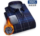 New 5XL men's shirt autumn and winter plus fleece thickened warm long sleeve non-ironing plaid business casual slim-fit fashion