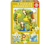 Puzzles progresivos 12-16-20-25 animales salvajes de EDUCA EB17147