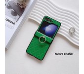 Woven Ring Holder Leather Phone Case for Samsung Galaxy Z Flip 6 5 4 3 Flip5 Flip4 Flip3 5G Protective Shockproof Cover