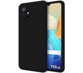 Funda Silicona Líquida Ultra Suave para Vivo Y55 5G color Negra