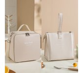 Crossbody Waterproof Lunch Bags PU Leather Food Picnic Lunch Box Insulated Women Cooler Bags Ice Pack Drink Carrier Thermal Bag