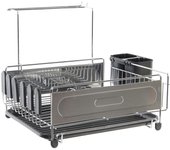 Dcasa Escurreplatos de acero inoxidable con bandeja color negro