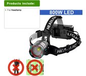 Powerful Led Head Flashlight Zoomable High Power 800W LED Headlamp Lightning+Type-C Rechargeable Torch Waterproof Long Shot