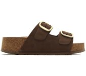 Yokono WIWI-003 Sandalia de pala con cuña,de piel,planta de gel,cuña de corcho,hebillas,modelo sencillo,clásica para señora
