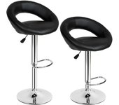 Tectake - 2 Taburetes de bar cuero sintético Christian  Giro de 360° y ajustable en altura  Pie y base de acero cromado  Alto asiento: aprox. 63-83 cm // Peso: aprox. 6,5 kg