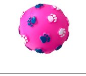 COTTECOTA-2 Uds Pelotas colores azul y rosa 7 cm Juguete para mascotas de goma bolas de huella suave juego Pelota interactivo perro cachorro gato masaje chirriante Molar masticar morder juguetes suministros. Ref. 51058