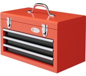 DURHAND Caja para Herramientas de Acero Maletín de Herramientas Portátil con 3 Cajones 1 Caja Superior y 1 Asa para Taller Garajes Hogar 45x24x27 cm Rojo