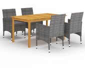 VidaXL Conjunto de jardín 1 mesa+4 sillones con cojines