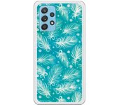 Funda compatible con Samsung Galaxy A72 - Patron plumas blancas con fondo