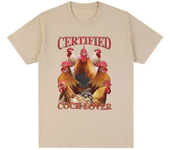 Certified Cock Lovers T-shirt Funny Chicken Meme T-shirt Women's casual short sleeved oversized T-shirt Street clothing