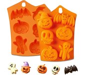 moldes de silicona para tartas de Halloween, moldes de silicona con forma de calabaza, murciélago, calavera y fantasma para dulces y chocolates, molde 4