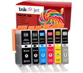 Compatible Pack de 6 Cartuchos de Tinta Canon PGI-530 / CLI-531 PGI530 / CLI531 para Canon PIXMA TS8750 TS8751