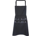 Delantal cocina "_V_I C_IN_ M_C_RR_N_" negro con doble bolsillo (general & móvil) colgador trapo & altura regulable - Algodón 100% - Tamaño: 78xH92cm