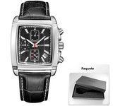 Megir Rectangle Dial Leather Strap Watch for Men Casual Blue Chronograph Quartz Watches Man Wristwatch Montre Reloj Часы М�