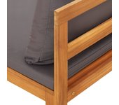 vidaXL Banco de jardín y mesa cojines gris oscuro madera maciza acacia
