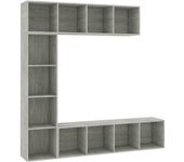 vidaXL Mueble de TV y librería 3 piezas 180x30x180 cm Blanco, Negro, Roble Sonoma Mueble Almacenaje Estantería para Oficina, Estudio, Dormitorio Estantería/Librería/ mueble de Almacenamiento