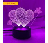 Pierce your heart 3d Night Light with Heart Led Touch Switch Colorful Atmosphere for Home Decoration Light Table Lamp Bedside