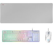 Kit teclado + raton mars gaming mcpxwpt rgb blanco + alfombrilla portugues