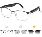 Gafas inteligentes con audio Bluetooth, gafas de luz azul para mujeres y hombres, disparo remoto, micrófono y parlantes con sonido de oído abierto, carga magnética, lentes de sol polarizadas que cambian de color, asistente de voz