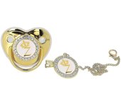 Chupete de Bebe portáthil Exquisito Gold Crown Paper rhinestone Chupete with clip de Cadena