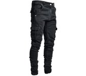 Pantalones Vaquero Slim Hombre Diseño Desgastado - Moda Streetwear con Múltiples Bolsillos y Cintura Elástica para Verano