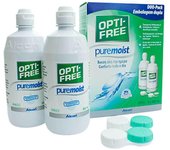 OPTI-Free PureMoist (2x300 ml + 1x90 ml) - Solución única para lentillas pack ahorro y viaje en avión