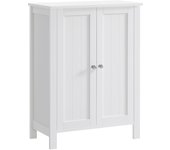 VASAGLE Armario de Baño, Armario de Pie, Armario de Almacenamiento, Gabinete de Almacenamiento para Baño, con 2 Estantes Ajustables, 30 x 60 x 80 cm, Blanco/Gris