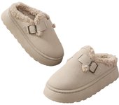Zapatillas de mujer con suela de goma gruesa y forro polar, botas de nieve sin cordones, suaves y cómodas, para interior y exterior, antideslizantes
