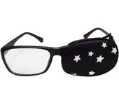 Couvre-lunettes en soie pour enfants et adultes, utilisé pour l'amblyopie, le strabisme, couvre-lunettes correctif - Motif étoiles blanches sur noir