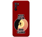 Funda Silicona Líquida Roja para Oppo A16 / A16s diseño Hombre Escalada Dibujos