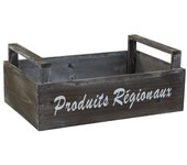 WANDERLUST DECO Cesto de madera gris 33x21x9/13 h cm