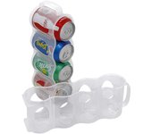 Estantería de nevera portátil Organizador de latas de soda, soporte de latas de cerveza, contenedor de almacenamiento de nevera Slig, plástico transparente, paquete de 2