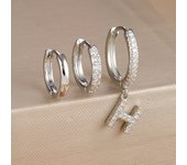 3PCS A-Z Letters Hoop Earrings Set For Women Fashion Stainless Steel Alphabet Huggie Cartilage Earring Piercing Jewelry Aretes
