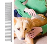 Boao Stainless Steel Pet Comb Pet Grooming Comb Rounded Teeth Dog Comb for Large, Medium and Small Dogs and Cats with Tangled Short/Long Hair