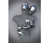 Metal Figure Statue Posters Print Modern Lovers Sculpture Canvas Painting Wall Art Wall Pictures for Room Home Decoration