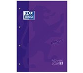 Oxford, Recambio encolado hojas cuadriculadas, TamaÃ±o A4+, 80 Hojas con CuadrÃ­cula 5 x 5, 90 gr, Touch, Color Lila