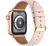 Correas de cuero para Apple Watch, correa de repuesto de cuero genuino para Apple Watch Series 9, 8, 7, 6, 5, 4, 3, 2 y 1, y iWatch SE y Ultra (38 mm, 40 mm, 41 mm, rosa)