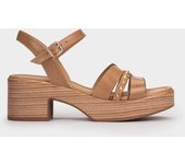 Pedro Miralles Sandalias de piel en color marrón modelo NEILA en tonos Marrones. Hecho a mano en España.