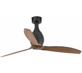 Faro Barcelona Ventilador de Techo Sin Luz Mini Eterfan M Negro Mate/madera DC - Motor DC - Ø128cm