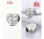 Silver S925 Forever Love Mother Family Sister Heart Charms Beads Fit Pandora Original Bracelet Charm Diy Jewelry Gift for Women