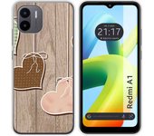 Funda Silicona para Xiaomi Redmi A1 diseño Corazones Madera Dibujos