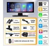 11.26 Inch Big Screen Luxury Silver Edge Wireless Carplay 4K Dash Cam Car DVR  Multimedia Video Player Navigation GPS Dashboard