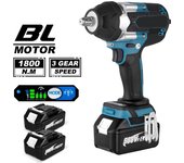 Llave de impacto eléctrica sin escobillas, Torque de 1800n. M, batería de iones de litio de 1/2 pulgadas, herramientas eléctricas inalámbricas para batería Makita de 18V