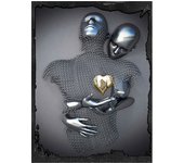 Metal Figure Statue Posters Print Modern Lovers Sculpture Canvas Painting Wall Art Wall Pictures for Room Home Decoration