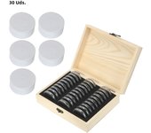 Coin Storage Box With Adjustment Pad 20/30/50/100PCS Adjustable Wooden Commemorative Coin Collection Case Holder Capsules