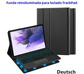 AJIUYU Keyboard Case For Samsung Galaxy Tab S7 FE 12.4 Inch 11 Plus S8+ S6 Lite A8 Smart Cover Backlit TrackPad Storage Pen Slot