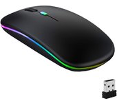 Ratón inalámbrico recargable, Ratón Bluetooth, Dos Modos (BT 5,1 + 2,4G inalámbrico), ultrafino/Silencioso (800-1200-1600), con cable USB, Ratón inalámbrico