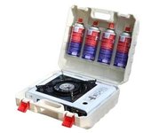 Estufa de camping con Maleta, Estufa portátil de propano o butane, Estufa de gas de Doble combustible, encendido Automático, Estufa de camping para Cocinar en interiores y exteriores a picnics, senderismo, Pesca, barbacoa